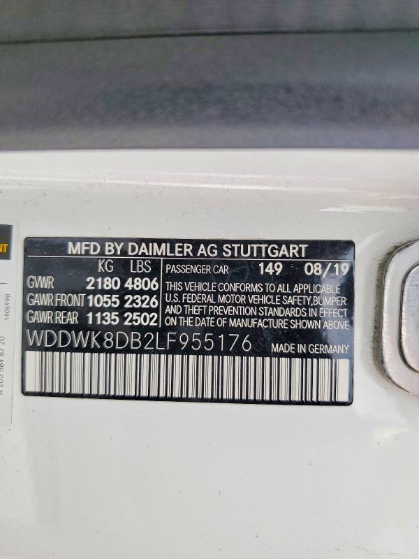 Продажа на аукционе авто 2020 Mercedes-benz C, vin: WDDWK8DB2LF955176, номер лота: 48473576