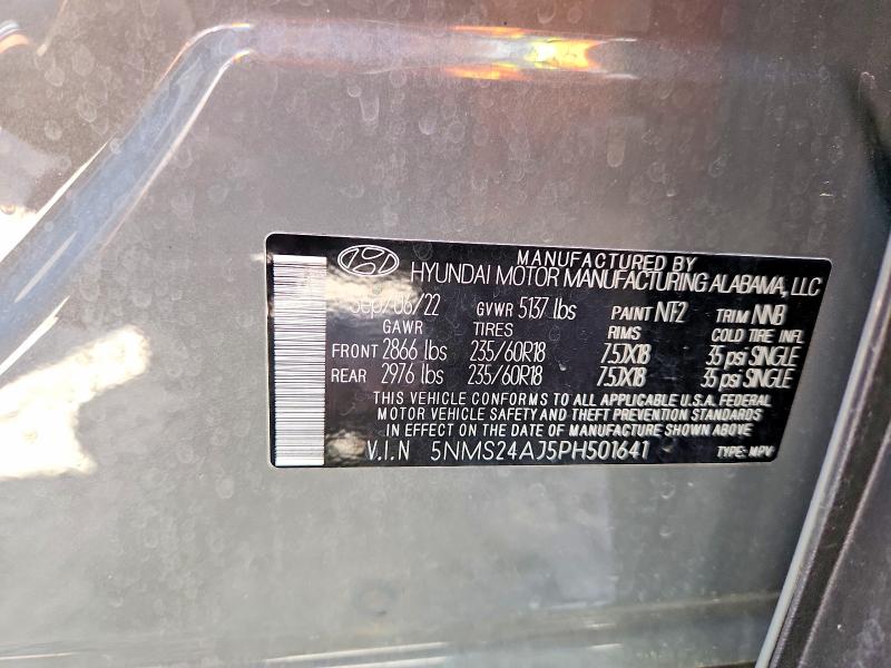2023 Hyundai Santa Fe მანქანა იყიდება აუქციონზე, vin: 5NMS24AJ5PH501641, აუქციონის ნომერი: 49303096