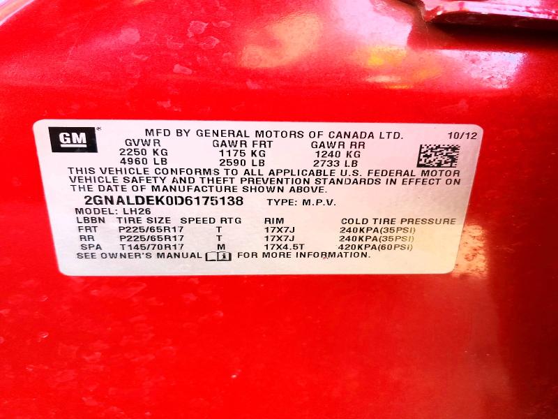 Продаж на аукціоні авто 2013 Chevrolet Equinox, vin: 2GNALDEK0D6175138, номер лоту: 49033096