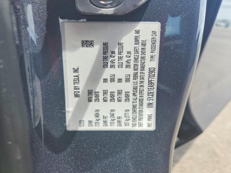 2023 Tesla Model 3 მანქანა იყიდება აუქციონზე, vin: 5YJ3E1EA9PF702903, აუქციონის ნომერი: 50705546