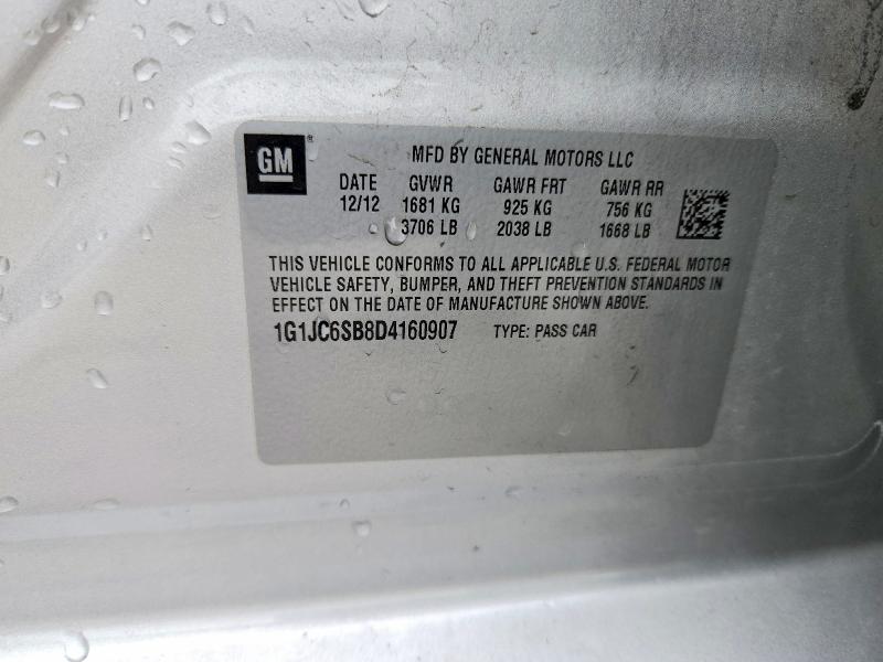 Продажа на аукционе авто 2013 Chevrolet Sonic, vin: 1G1JC6SB8D4160907, номер лота: 51132946