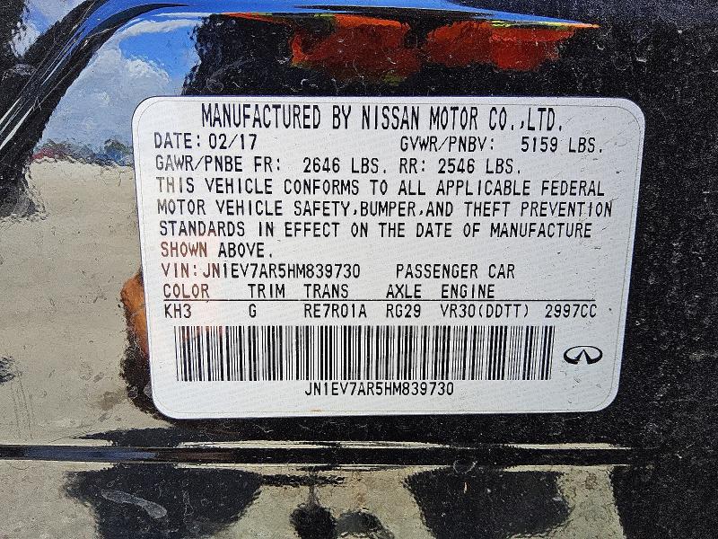 Aukcja sprzedaży 2017 Infiniti Q50, vin: JN1EV7AR5HM839730, numer aukcji: 48538726