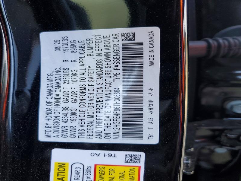 Продажа на аукционе авто 2026 Honda Civic, vin: 2HGFE4F86TH306864, номер лота: 50072786