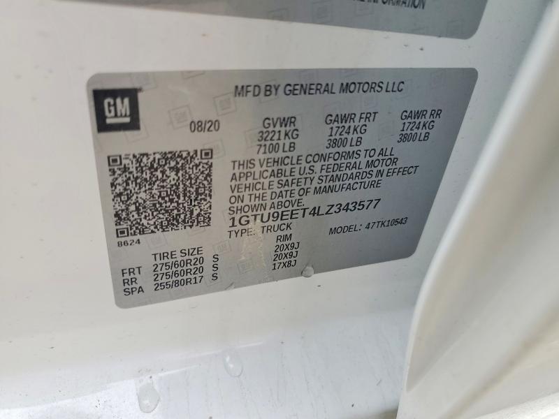 Aukcja sprzedaży 2020 Gmc Sierra, vin: 1GTU9EET4LZ343577, numer aukcji: 47981376