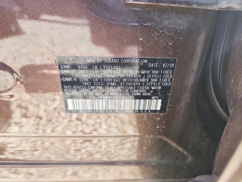 51326316 :رقم المزاد ، 4S4WMAFD9M3400783 vin ، 2021 Subaru Ascent مزاد بيع