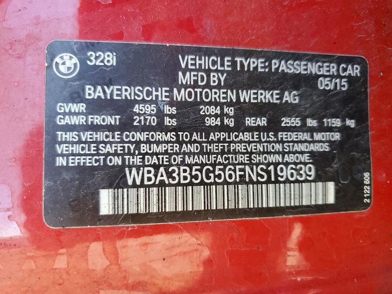 49110246 :رقم المزاد ، WBA3B5G56FNS19639 vin ، 2015 Bmw 328 مزاد بيع
