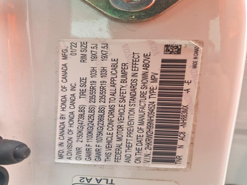 48842326 :رقم المزاد ، 5J6RW2H99LL000158 vin ، 2020 Honda Cr-v مزاد بيع