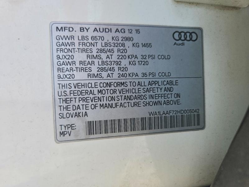 Aukcja sprzedaży 2017 Audi Q7, vin: WA1LAAF72HD005042, numer aukcji: 51067636