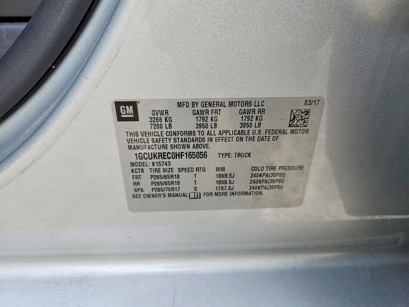 Aukcja sprzedaży 2017 Chevrolet Silverado, vin: 1GCUKREC0HF165056, numer aukcji: 51431706