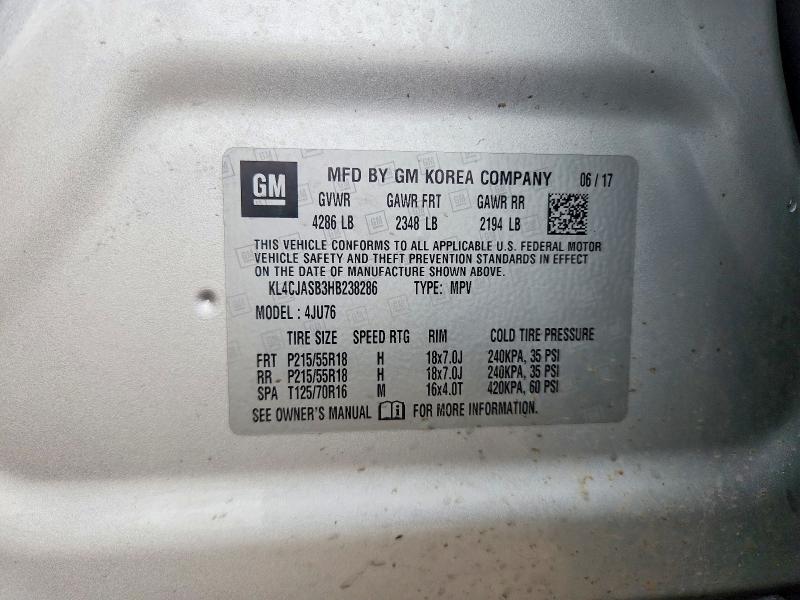 Aukcja sprzedaży 2017 Buick Encore, vin: KL4CJASB3HB238286, numer aukcji: 49436956