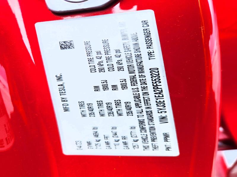2023 Tesla Model 3 მანქანა იყიდება აუქციონზე, vin: 5YJ3E1EA2PF553220, აუქციონის ნომერი: 49225716