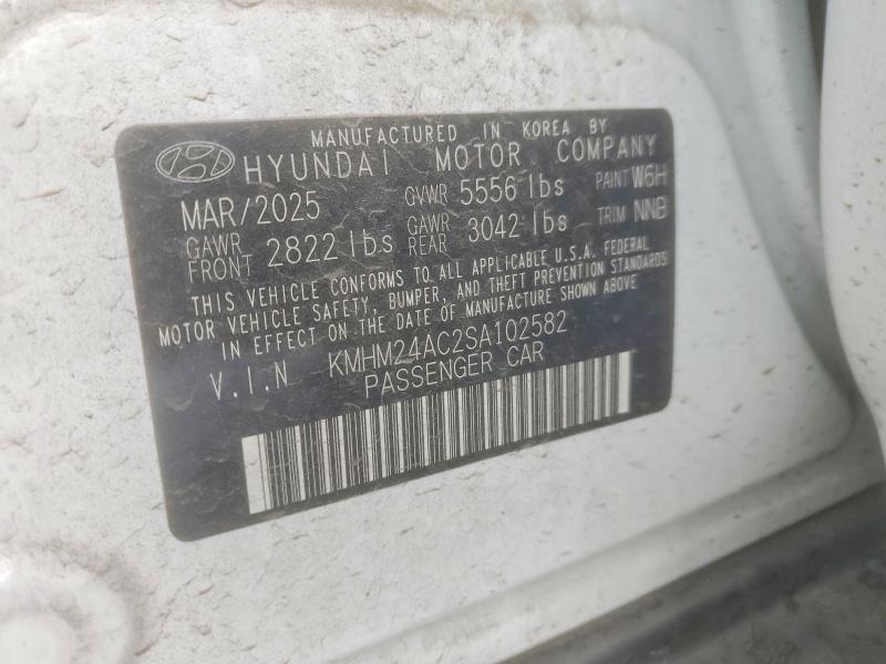 2025 Hyundai Ioniq 6 მანქანა იყიდება აუქციონზე, vin: KMHM24AC2SA102582, აუქციონის ნომერი: 51042526
