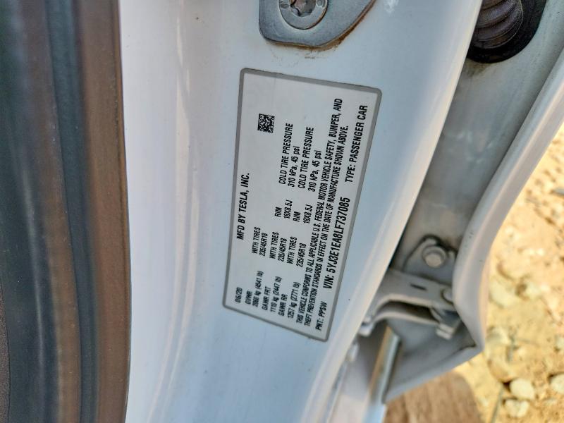 48504546 :رقم المزاد ، 5YJ3E1EA8LF737085 vin ، 2020 Tesla Model 3 مزاد بيع