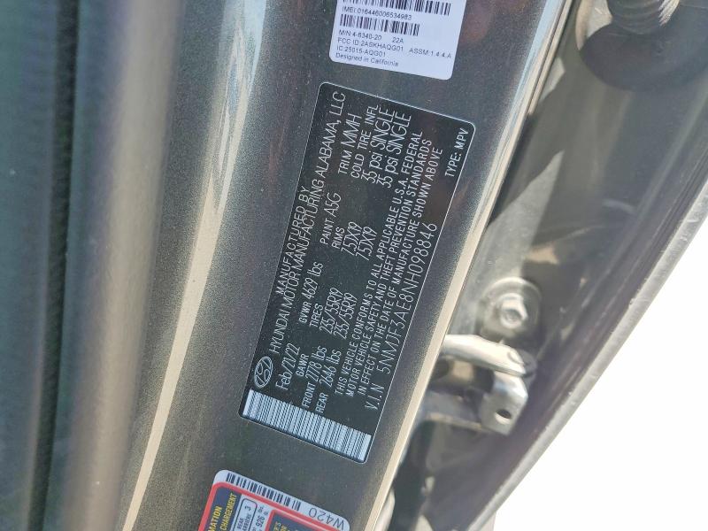 2022 Hyundai Tucson მანქანა იყიდება აუქციონზე, vin: 5NMJF3AE8NH098846, აუქციონის ნომერი: 49643296