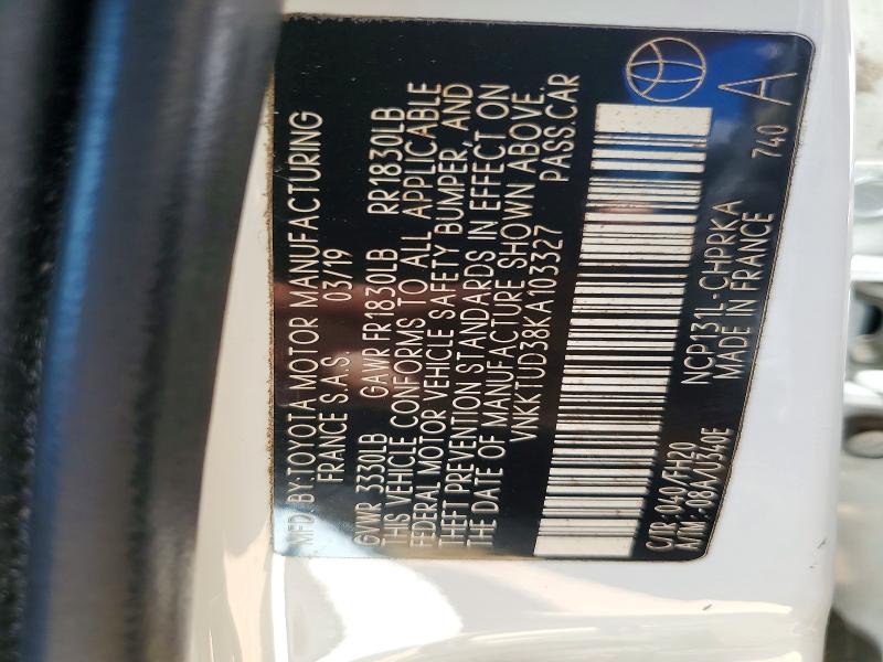 Продаж на аукціоні авто 2019 Toyota Yaris, vin: VNKKTUD38KA103327, номер лоту: 49236246