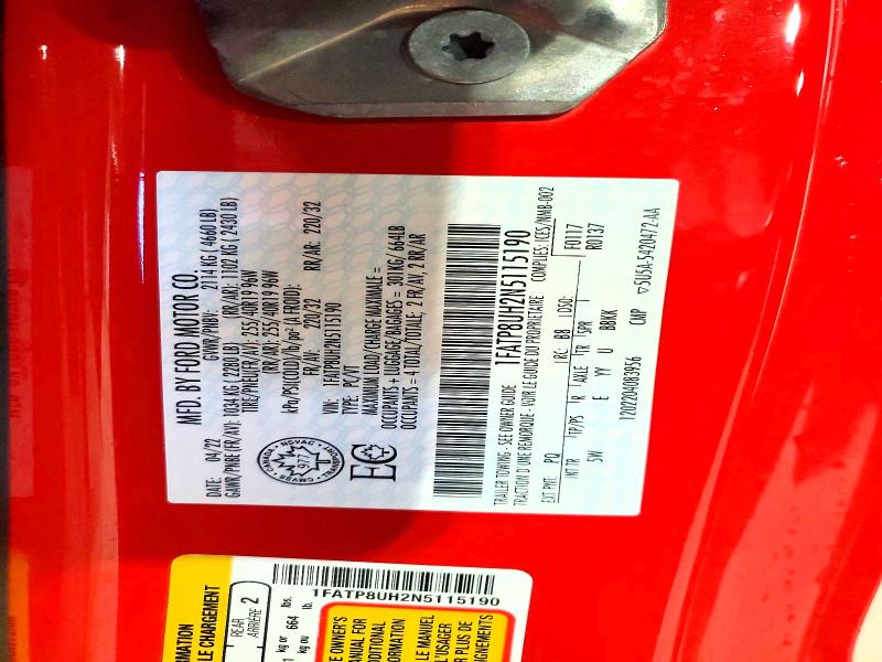 Aukcja sprzedaży 2022 Ford Mustang, vin: 1FATP8UH2N5115190, numer aukcji: 48422466