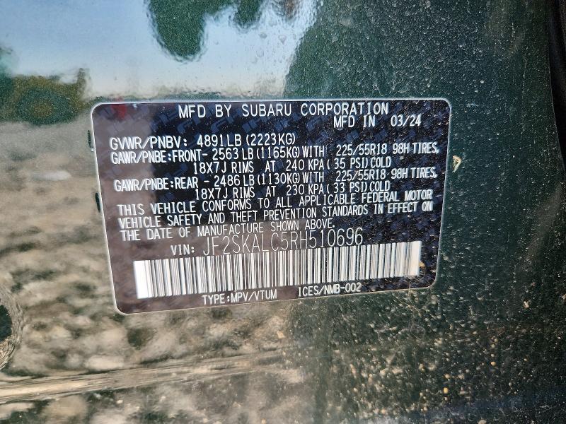 Продажа на аукционе авто 2024 Subaru Forester, vin: JF2SKALC5RH510696, номер лота: 51001546