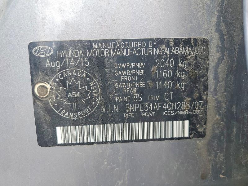 2016 Hyundai Sonota მანქანა იყიდება აუქციონზე, vin: 5NPE34AF4GH288707, აუქციონის ნომერი: 49763476