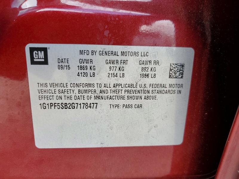 Продаж на аукціоні авто 2016 Chevrolet Cruze Limited, vin: 1G1PF5SB2G7178477, номер лоту: 49855946
