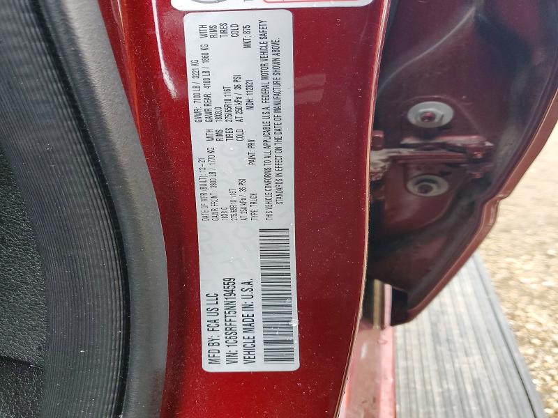 48163996 :رقم المزاد ، 1C6SRFFT5NN194559 vin ، 2022 Ram 1500 مزاد بيع