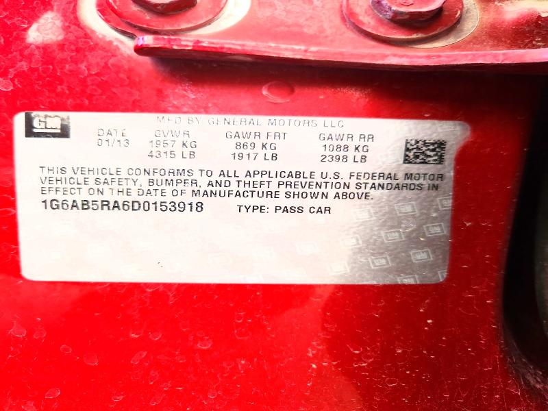 Aukcja sprzedaży 2013 Cadillac Ats, vin: 1G6AB5RA6D0153918, numer aukcji: 50985486