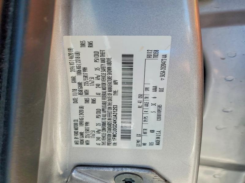 2019 Ford Escape მანქანა იყიდება აუქციონზე, vin: 1FMCU0GD4KUA31253, აუქციონის ნომერი: 51007696