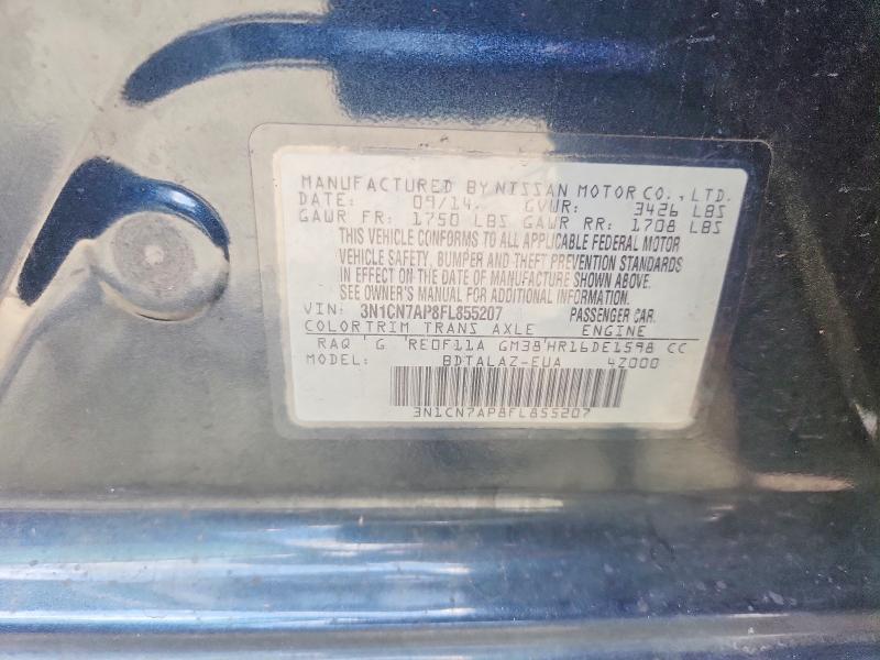 51324186 :رقم المزاد ، 3N1CN7AP8FL855207 vin ، 2015 Nissan Versa مزاد بيع