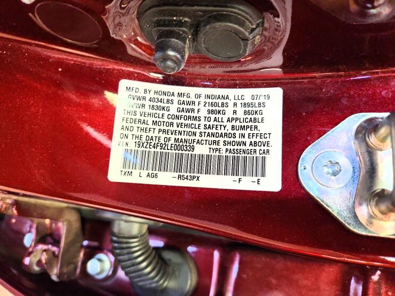 2020 Honda Insight მანქანა იყიდება აუქციონზე, vin: 19XZE4F92LE000339, აუქციონის ნომერი: 50934576