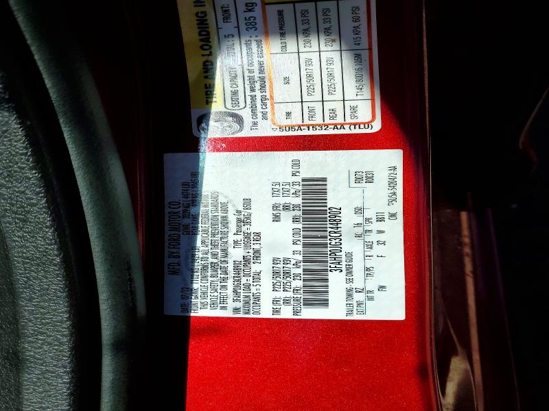 49122056 :رقم المزاد ، 3FAHP0JG3CR448902 vin ، 2012 Ford Fusion مزاد بيع