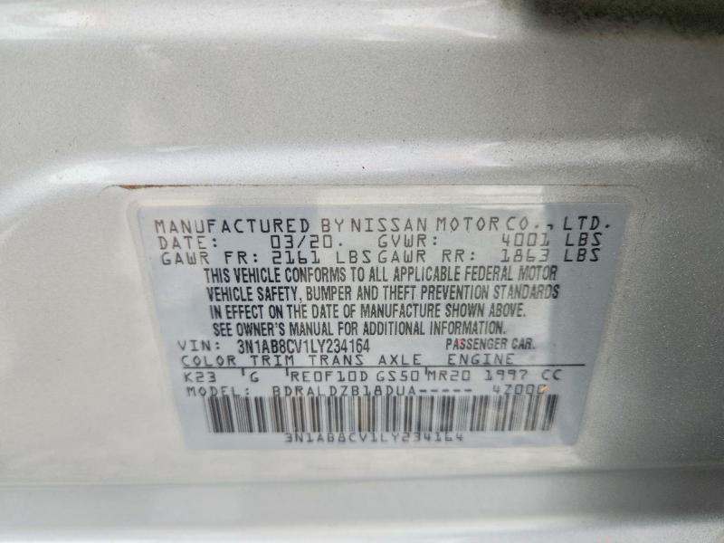 Aukcja sprzedaży 2020 Nissan Sentra, vin: 3N1AB8CV1LY234164, numer aukcji: 48787366