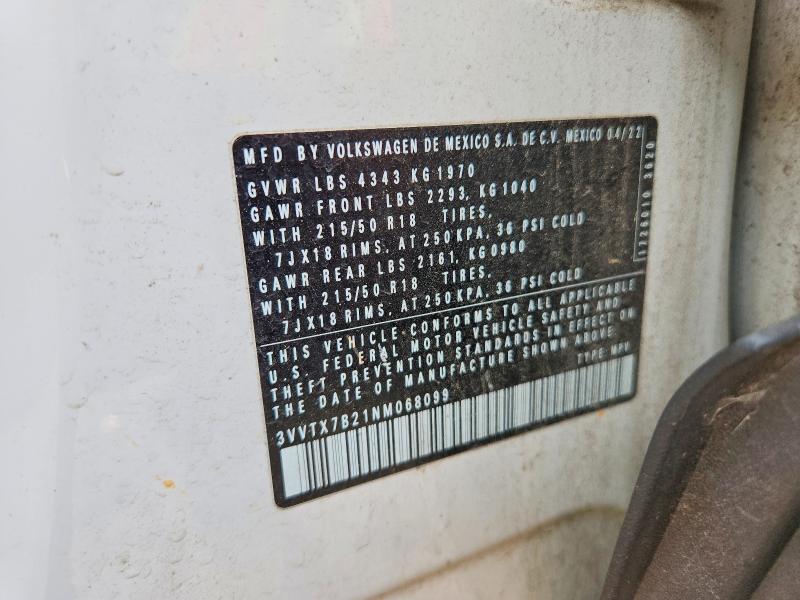 Продаж на аукціоні авто 2022 Volkswagen Taos, vin: 3VVTX7B21NM068099, номер лоту: 48606156