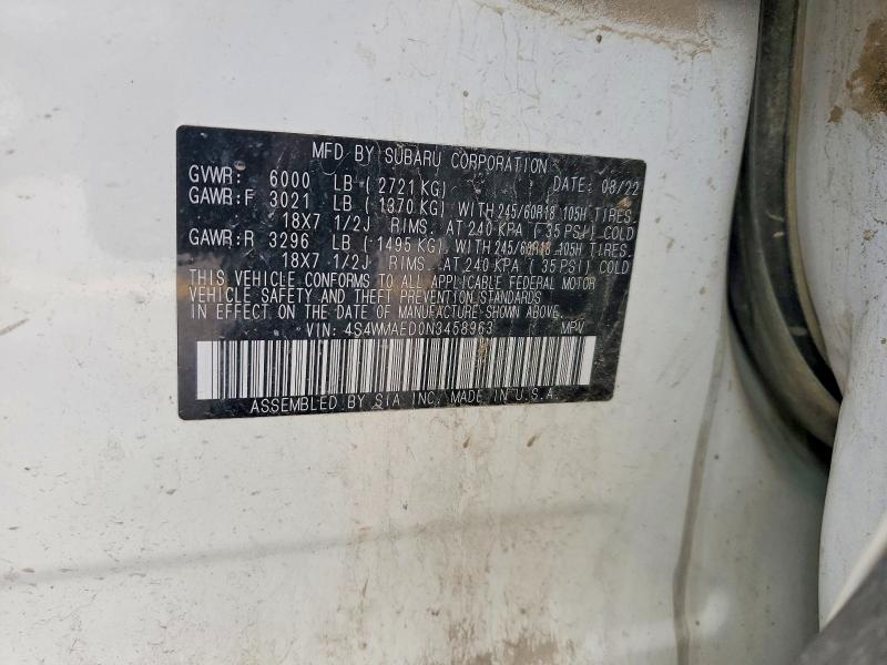 Продаж на аукціоні авто 2022 Subaru Ascent, vin: 4S4WMAED0N3458963, номер лоту: 50706986