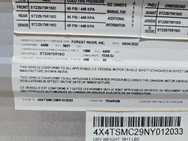 Aukcja sprzedaży 2022 Foresriver Fsx, vin: 4X4TSMC29NY012033, numer aukcji: 50468866