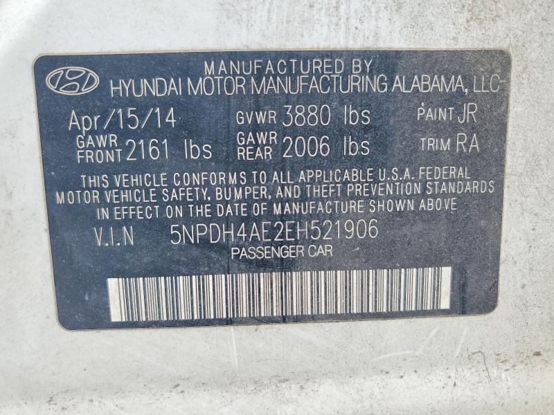 2014 Hyundai Elantra მანქანა იყიდება აუქციონზე, vin: 5NPDH4AE2EH521906, აუქციონის ნომერი: 48680946