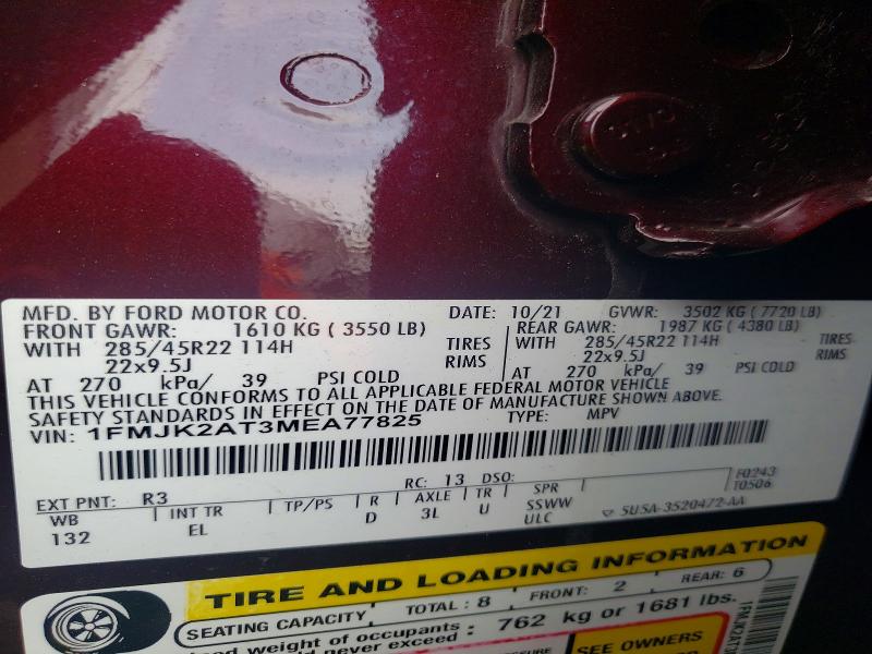 2021 Ford Expedition მანქანა იყიდება აუქციონზე, vin: 1FMJK2AT3MEA77825, აუქციონის ნომერი: 50046666
