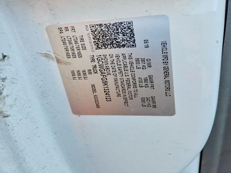Продажа на аукционе авто 2019 Chevrolet Express G2500, vin: 1GCWGAFG5K1324123, номер лота: 50763296