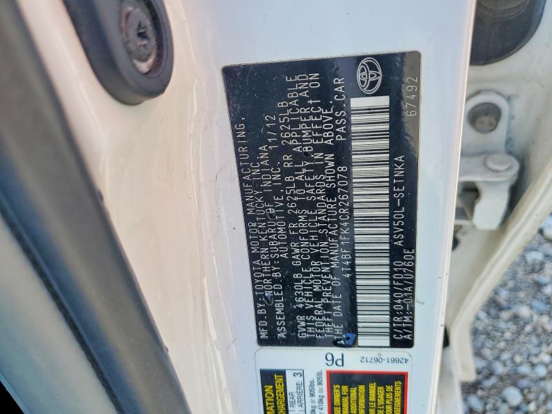 Продаж на аукціоні авто 2012 Toyota Camry, vin: 4T4BF1FK4CR267078, номер лоту: 50841106