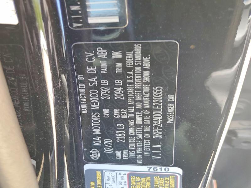 49613576 :رقم المزاد ، 3KPF24AD0LE230355 vin ، 2020 Kia Forte مزاد بيع