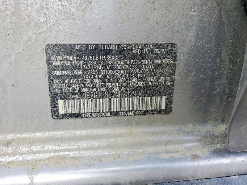 Продаж на аукціоні авто 2022 Subaru Crosstrek, vin: JF2GTHSC7NH282904, номер лоту: 50127566