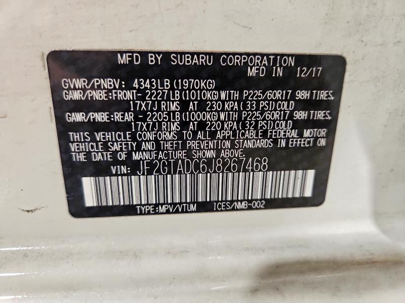 Продаж на аукціоні авто 2018 Subaru Crosstrek, vin: JF2GTADC6J8267468, номер лоту: 51627516