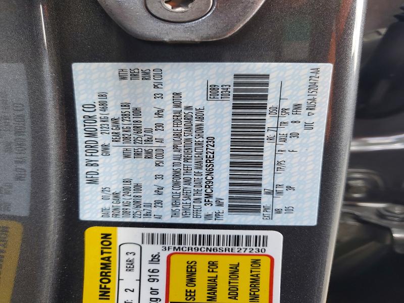50962586 :رقم المزاد ، 3FMCR9CN6SRE27230 vin ، 2025 Ford Bronco Sport مزاد بيع