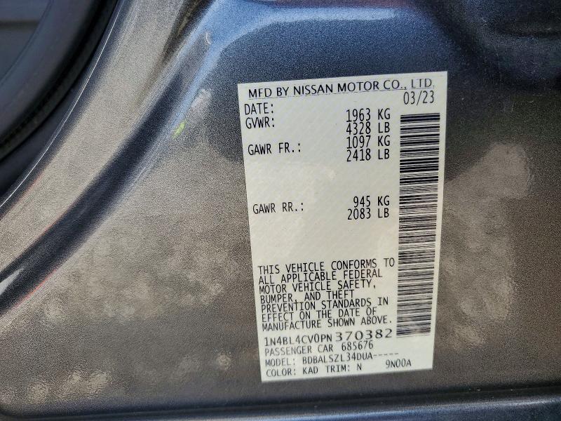 Aukcja sprzedaży 2023 Nissan Altima, vin: 1N4BL4CV0PN370382, numer aukcji: 49583436