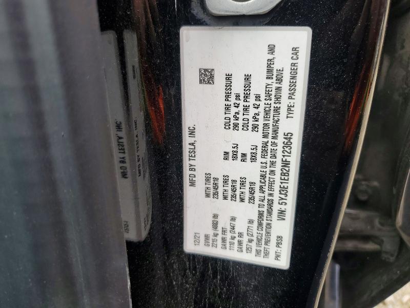 Aukcja sprzedaży 2022 Tesla Model 3, vin: 5YJ3E1EB2NF123645, numer aukcji: 51529776