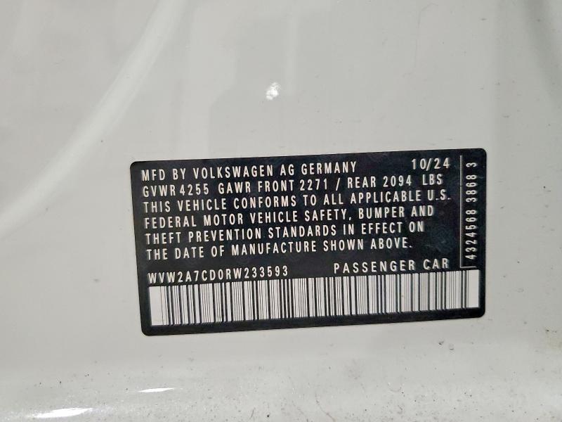Продажа на аукционе авто 2024 Volkswagen Gti, vin: WVW2A7CD0RW233593, номер лота: 46773266