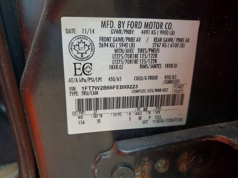 2015 Ford F250 მანქანა იყიდება აუქციონზე, vin: 1FT7W2B66FEB99223, აუქციონის ნომერი: 52243756