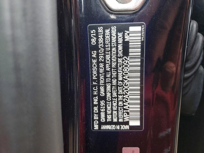 48745446 :رقم المزاد ، WP1AA2A20GKA08092 vin ، 2016 Porsche Cayenne مزاد بيع