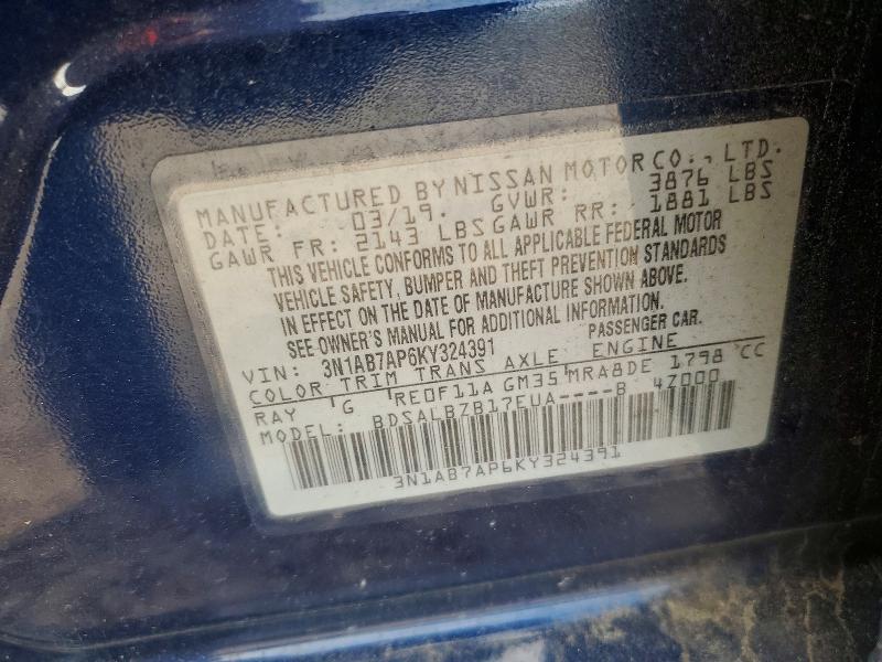 Aukcja sprzedaży 2019 Nissan Sentra, vin: 3N1AB7AP6KY324391, numer aukcji: 51500316