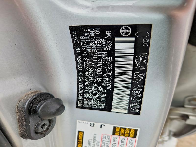 Aukcja sprzedaży 2014 Toyota Prius, vin: JTDKN3DU4E1807955, numer aukcji: 51880656