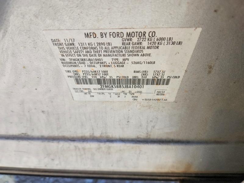 Aukcja sprzedaży 2018 Ford Flex, vin: 2FMGK5B85JBA10401, numer aukcji: 49897546