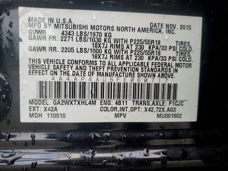 Продаж на аукціоні авто 2015 Mitsubishi Outlander Sport, vin: 4A4AP4AU6FE060717, номер лоту: 48287746
